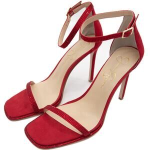 Jessica Simpson Ostey Red Ankle Strap Square Toe Cocktail Hour Heels Size 8.5